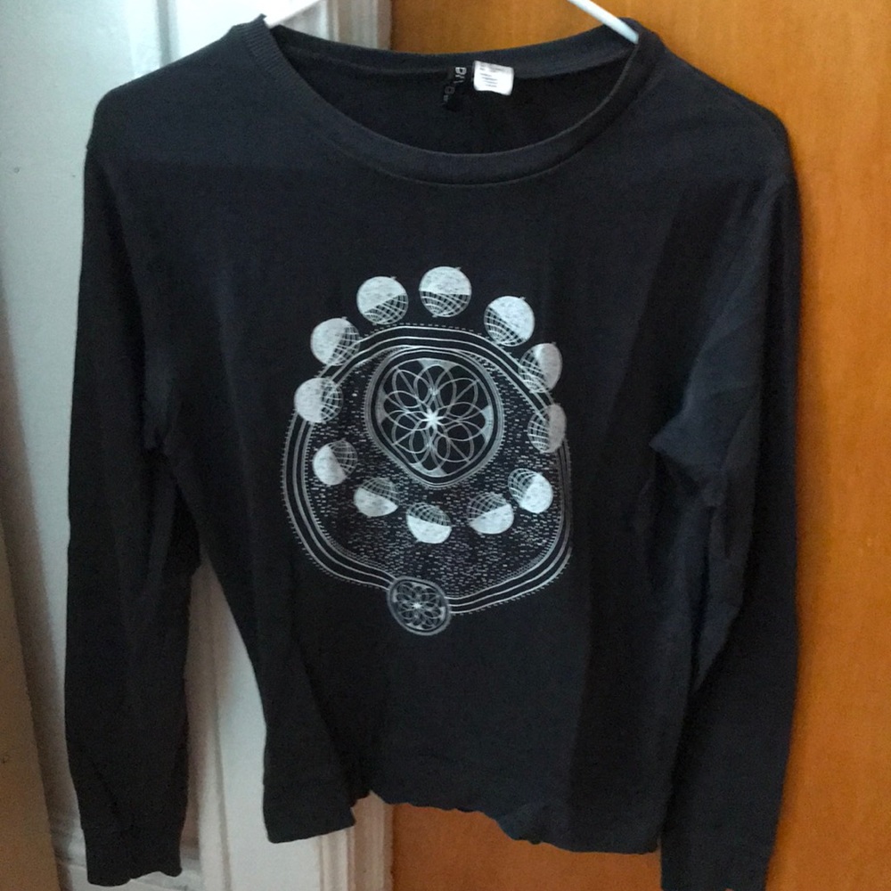 Women’s H&M Black and White Moon & Orbits Space Sweatshirt Size XS